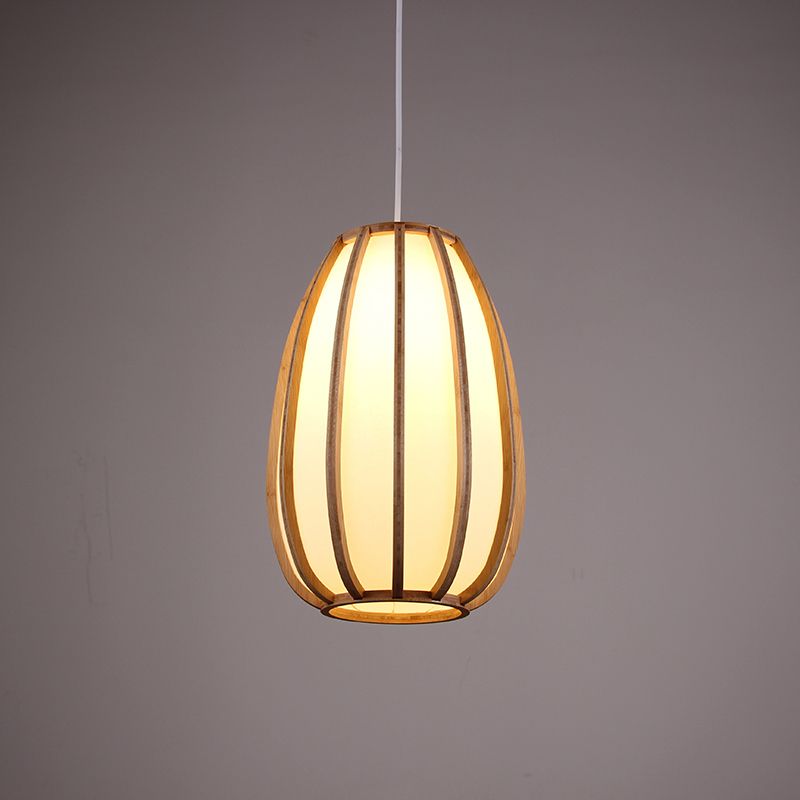 Beige lágrima colgando luz asiática 1 bulbo accesorio de iluminación colgante de madera para comedor