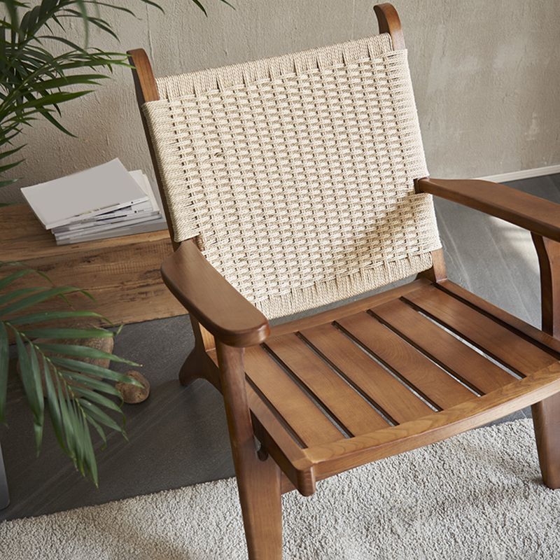 Arms Included Wood Square Arms Woven Back Lounge Accent Chair,30.70" W