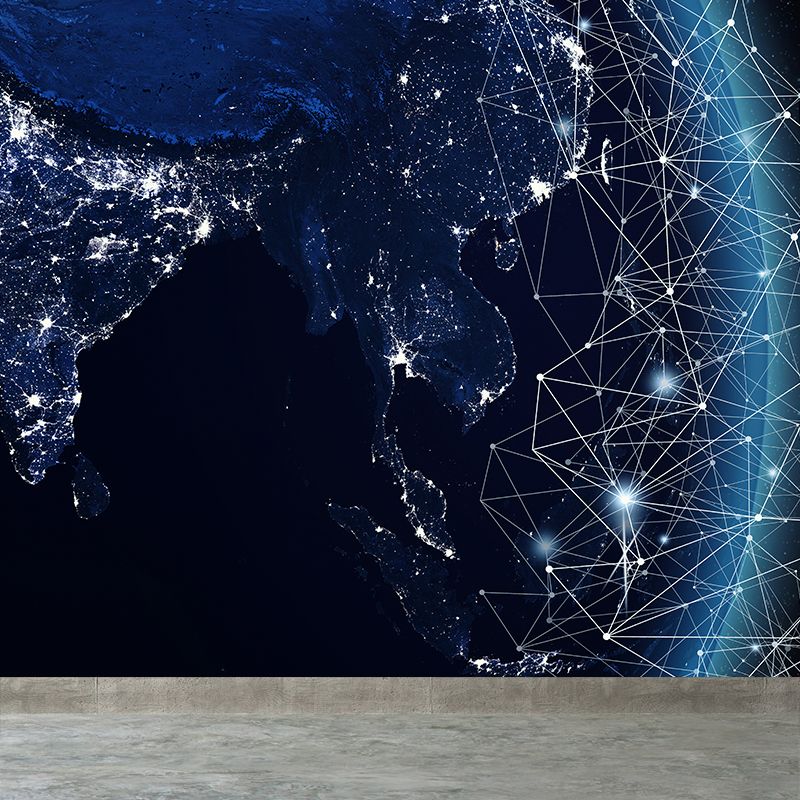 Modern Abstract Mural Decal Dark Color Water Resistant Wall Covering for Bathroom