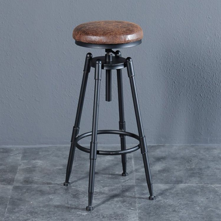 Black Industrial Round Counter Stool Metal Adjustable Height Bar Stool with Swivel