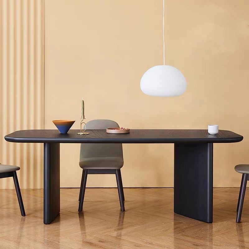 Rectangle Dining Table Solid Wood Dining Table with Double Pedestal