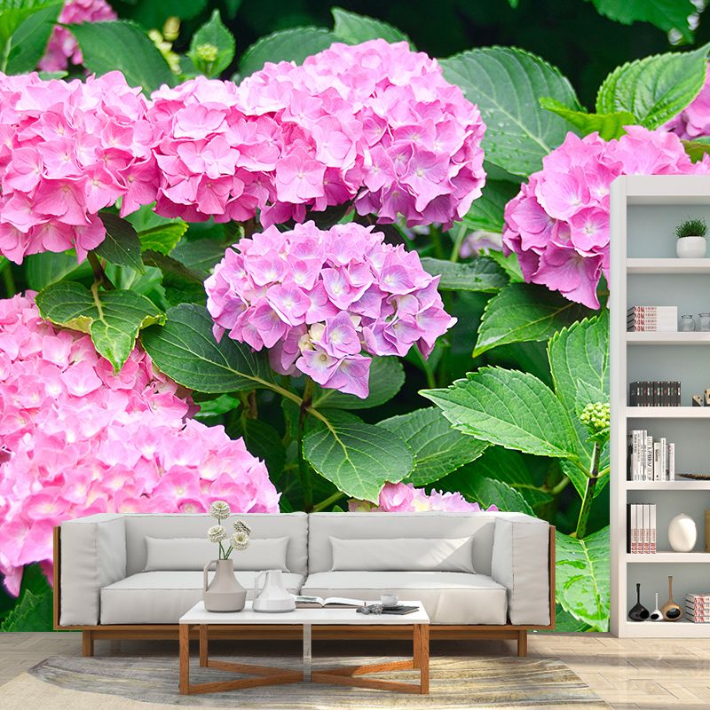 Hydrangeas Mural Wallpaper for Girls Bedroom, Light Color, Custom Print