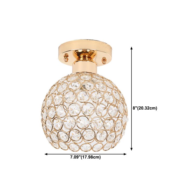 Houehold Crystal Ceiling Light Simple Flush Mount Light Fixture for Bedroom