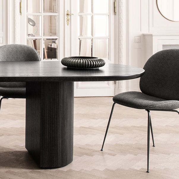 Modern Style Oval Table Solid Wood Double Pedestal Dining Room Furniture