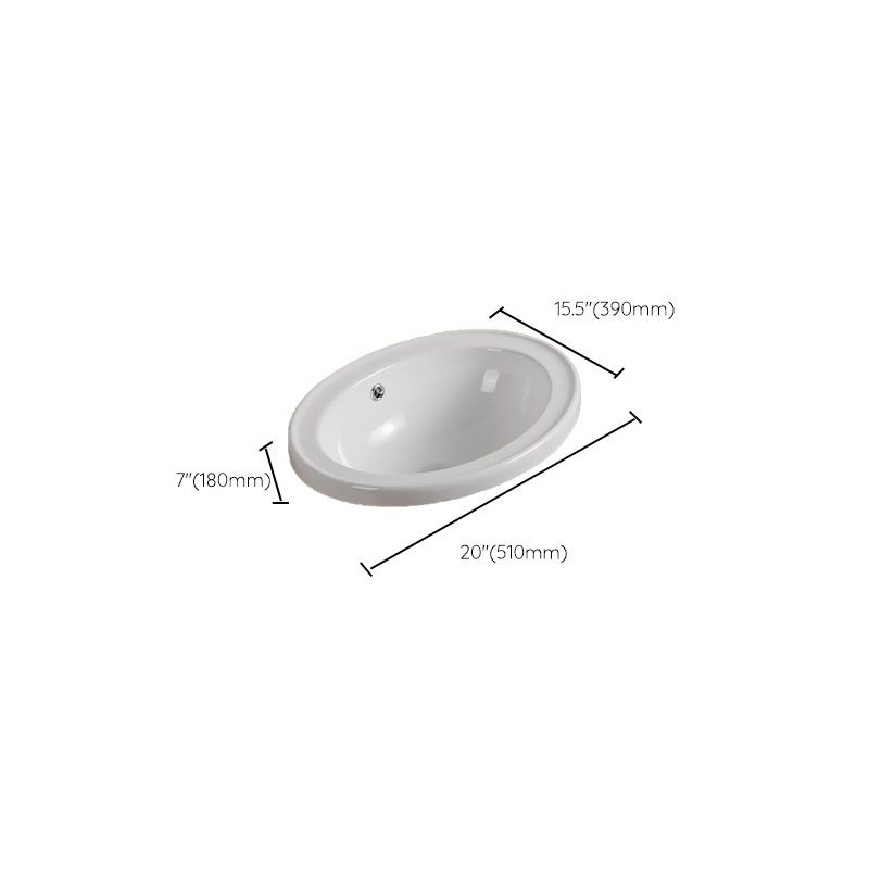Contemporary Bathroom Sink with Pop-Up Drain Porcelain Oval-Shape Undermount Bathroom Sink