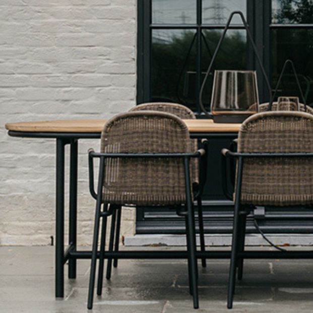 Solid Wood Patio Dining Sets Oval 1/3/7 Pieces Dining Table Set