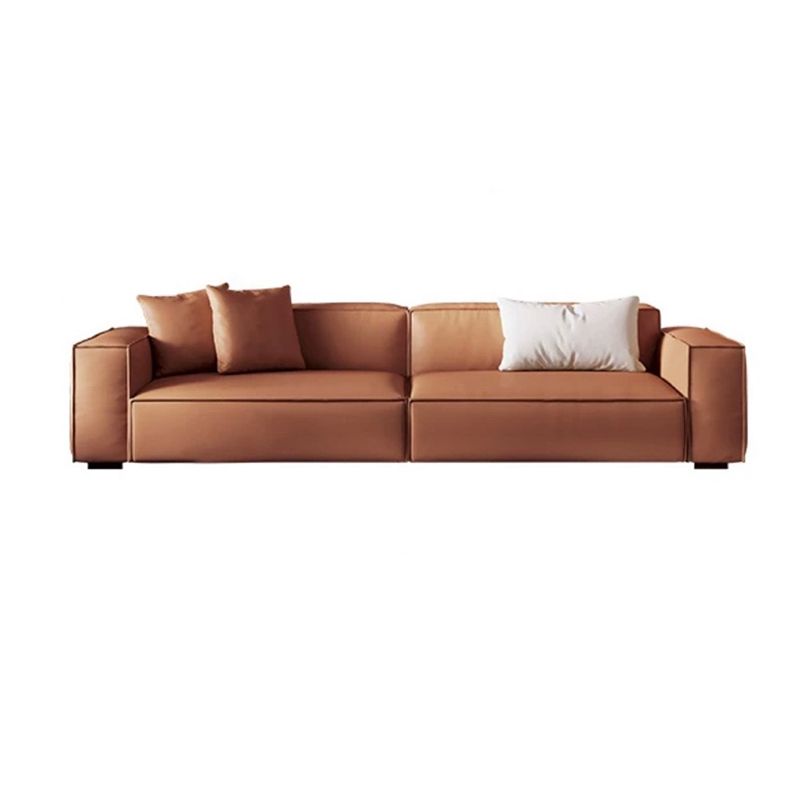 Modern Style Fabric& Ox Leather White/orange Rectangular Sofa