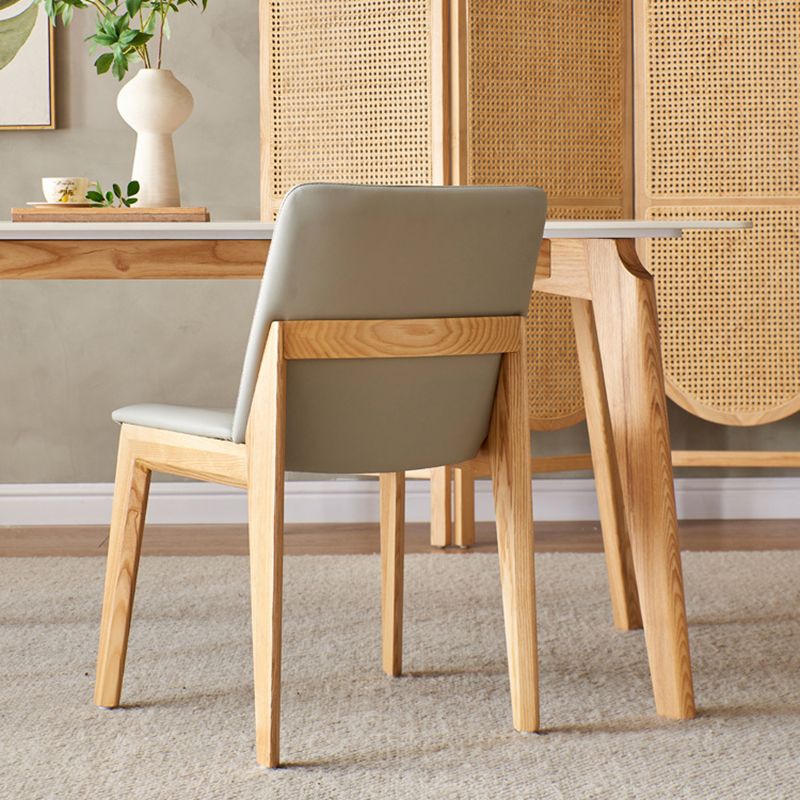 Modern Style Rectangle Table Sintered Stone Table with Wood Legs for Kitchen