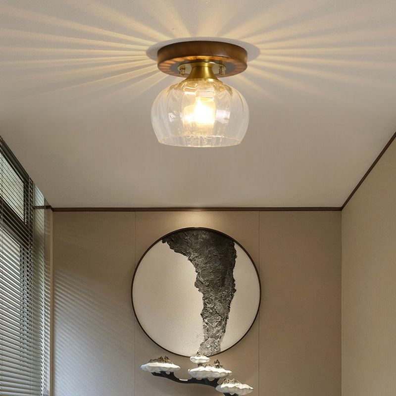 Single Brown Flush Mount Lighting Modernism Down Shaded Ceiling Light
