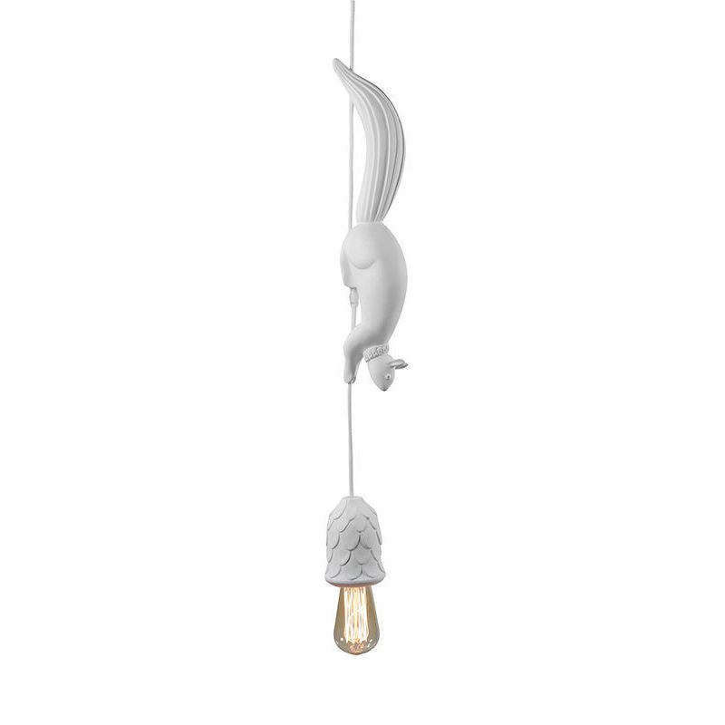 Resin Squirrel Modeling Single Bulb Hanging Light Modern Style Macaroon Pendant Lamp for Bedroom