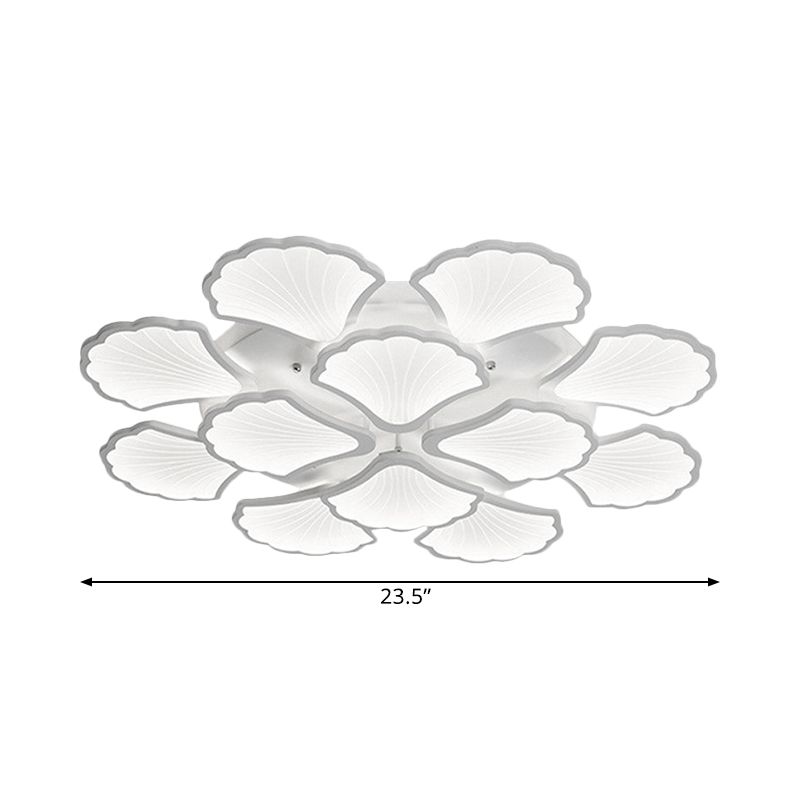 3/5/9 Lichter Wohnzimmer-LED-Deckenleuchte mit Ginkgoblatt-Acrylschirm, weiße Beleuchtungskörper in warmem/weißem/natürlichem Licht