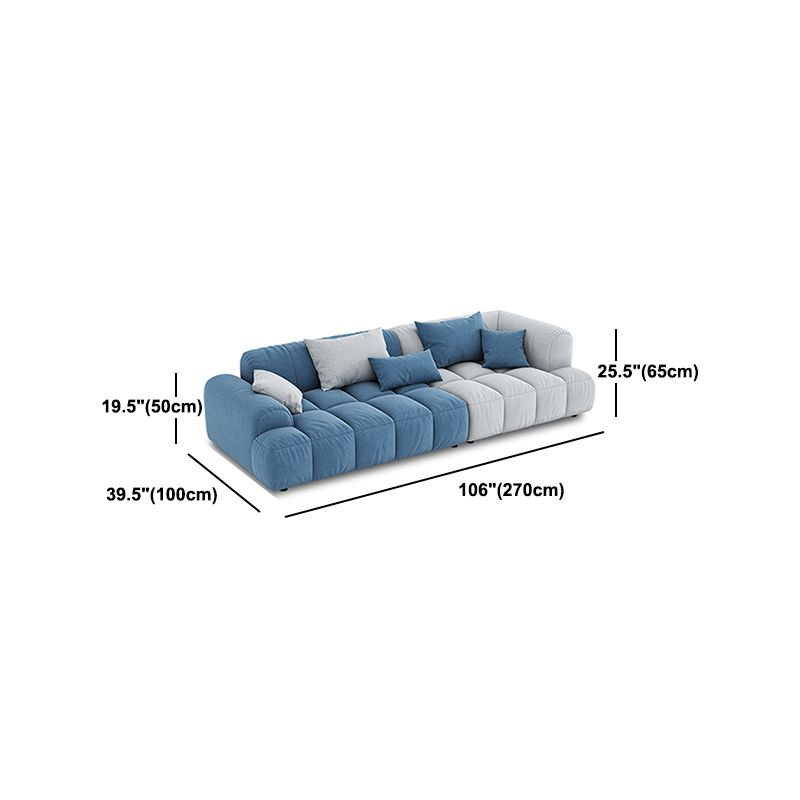 Scandinavian Sofa & Chaise in Blue and White Recessed Arm Sofa