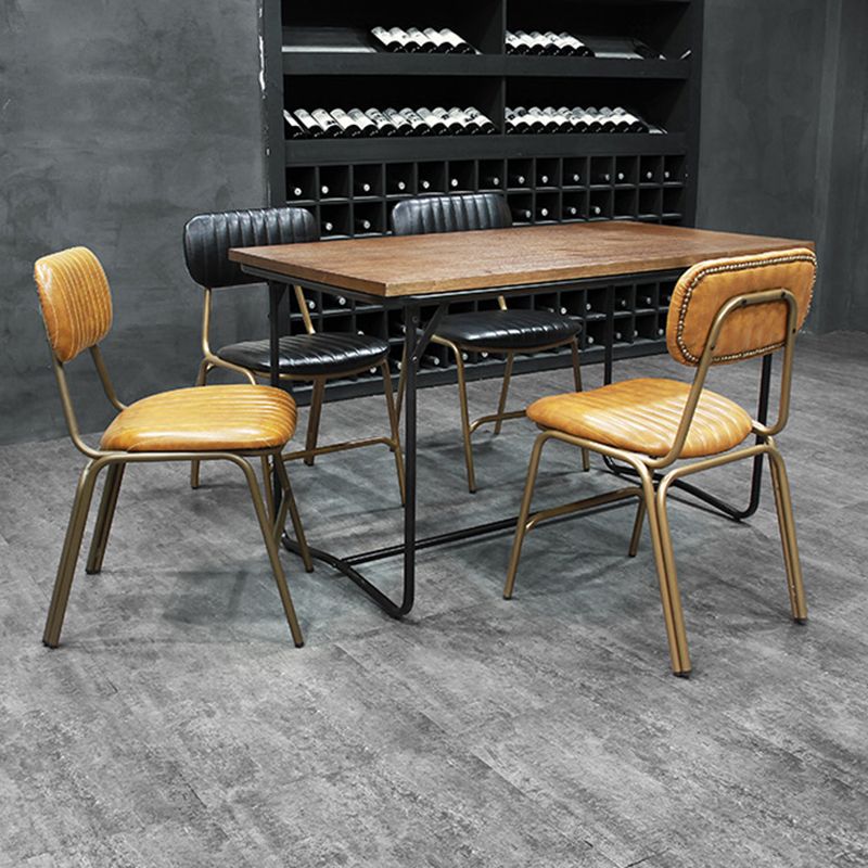 Chaises de salle à manger sans bras rembourrées, chaise latérale à dossier ouvert industriel avec pieds en métal
