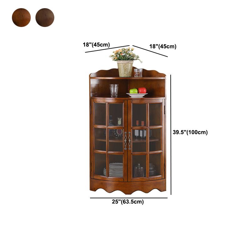 Mid-Century Modern Corner Accent Cabinet Rubberwood Cabinet With Doors