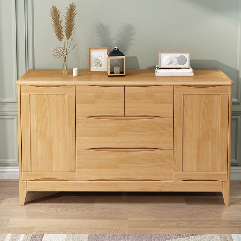 Mid-Century Wooden Accent Cabinet with Doors and 4 Drawers Cabinet