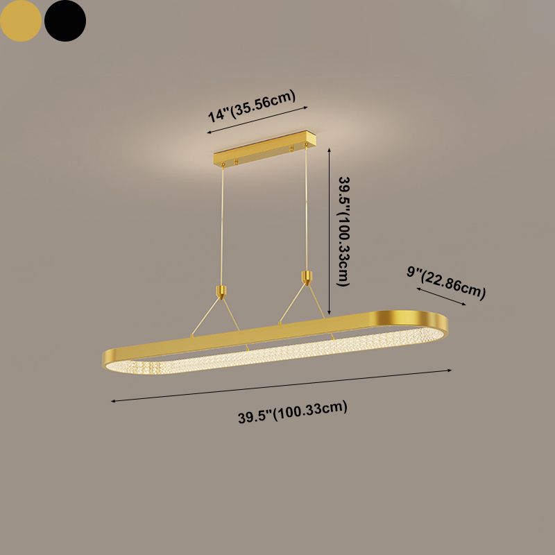 Luz de la isla contemporánea de metal ovalado 1 luces de araña de la isla de la luz para la cocina