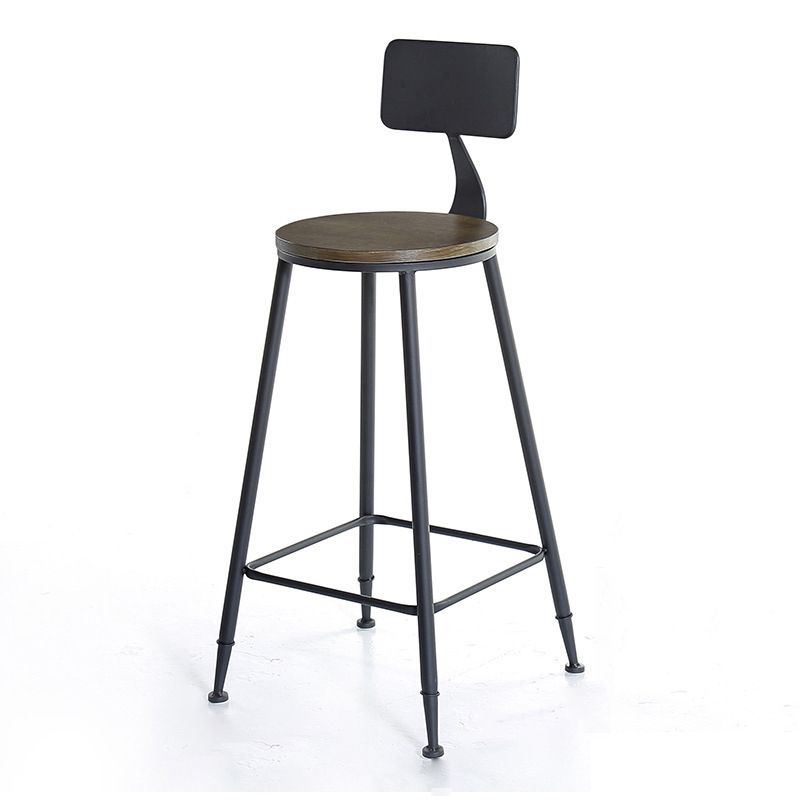 Industrial Bar and Counter Stool Low Back Stool with 4 Metal Legs