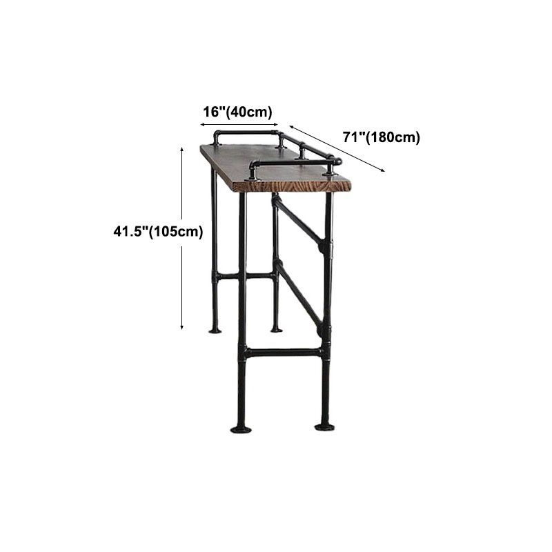 Rectangle Wood Top Counter Table 42-inch Height Industrial Style Bar Table