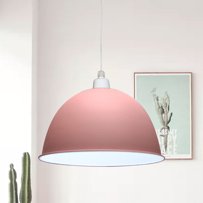 1 Glühbirnen Esszimmer hängend hängender nordischer Stil grau/rosa hängende Anhängerlampe mit Kuppelmetallschatten
