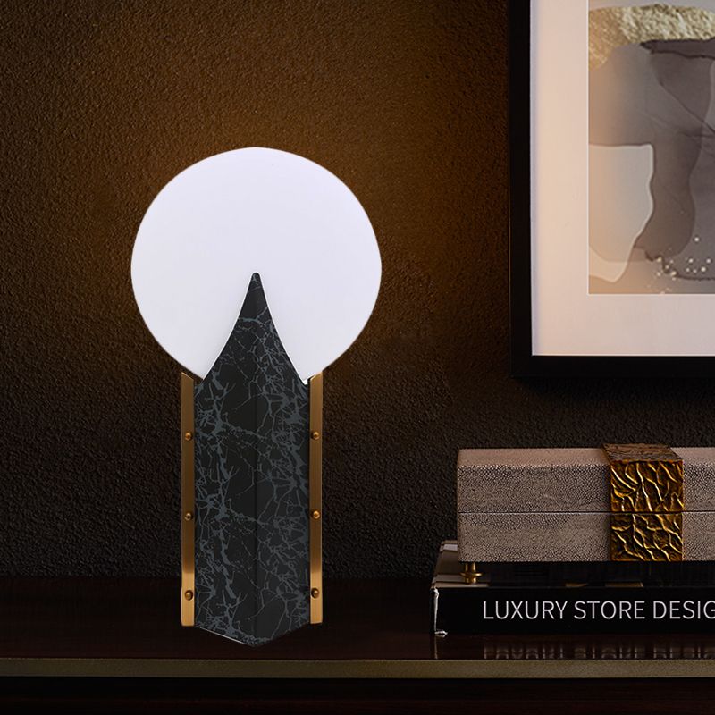 Panneau rond acrylique Light Light Modern 1 Light Black Creative Table Lampe avec base en acier inoxydable