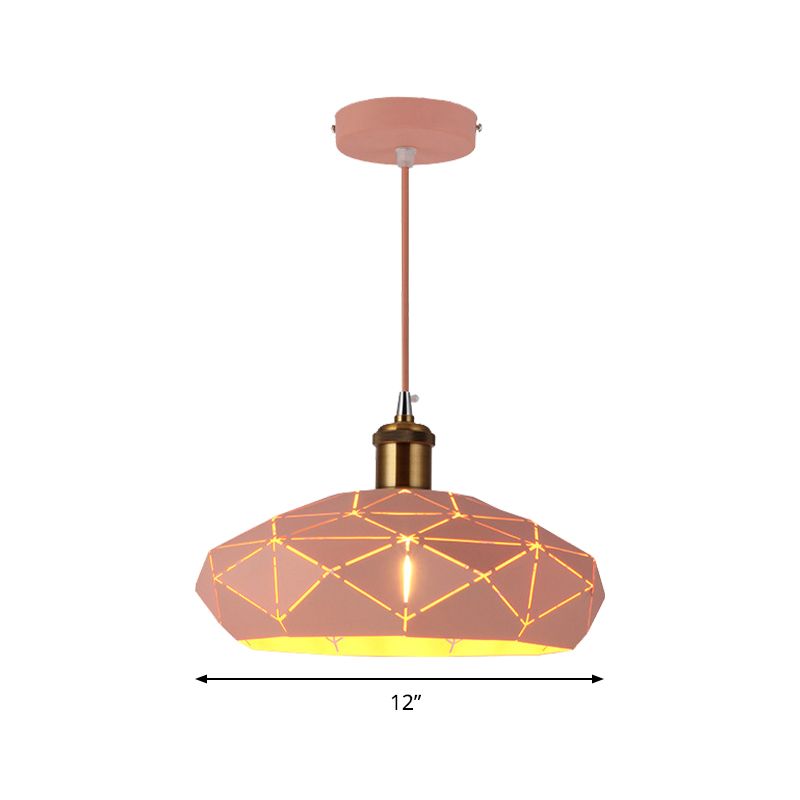 Macaron Facet Cap Shape Hanging Light Metal 1 Head Pendant Light for Kindergarten