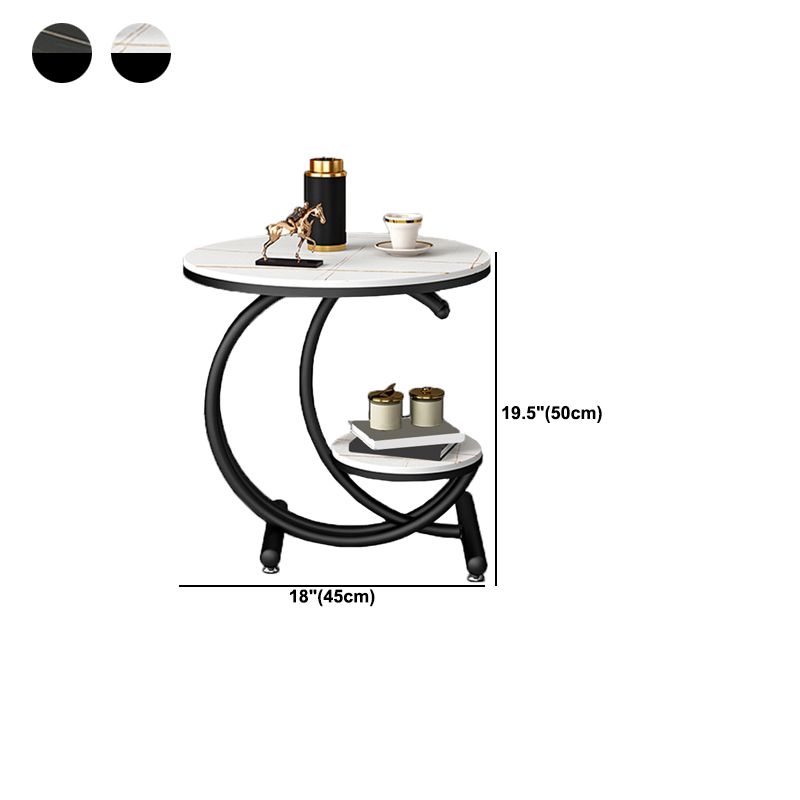 19.6"/23.6" Modern Slate Round End Table Metal C Side Table with Shelf