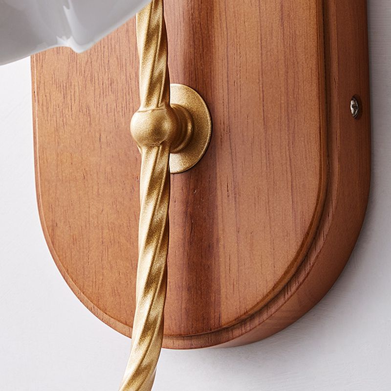 Modern Simple 1-Light Vanity Lamp Wooden Base Vanity Light in White