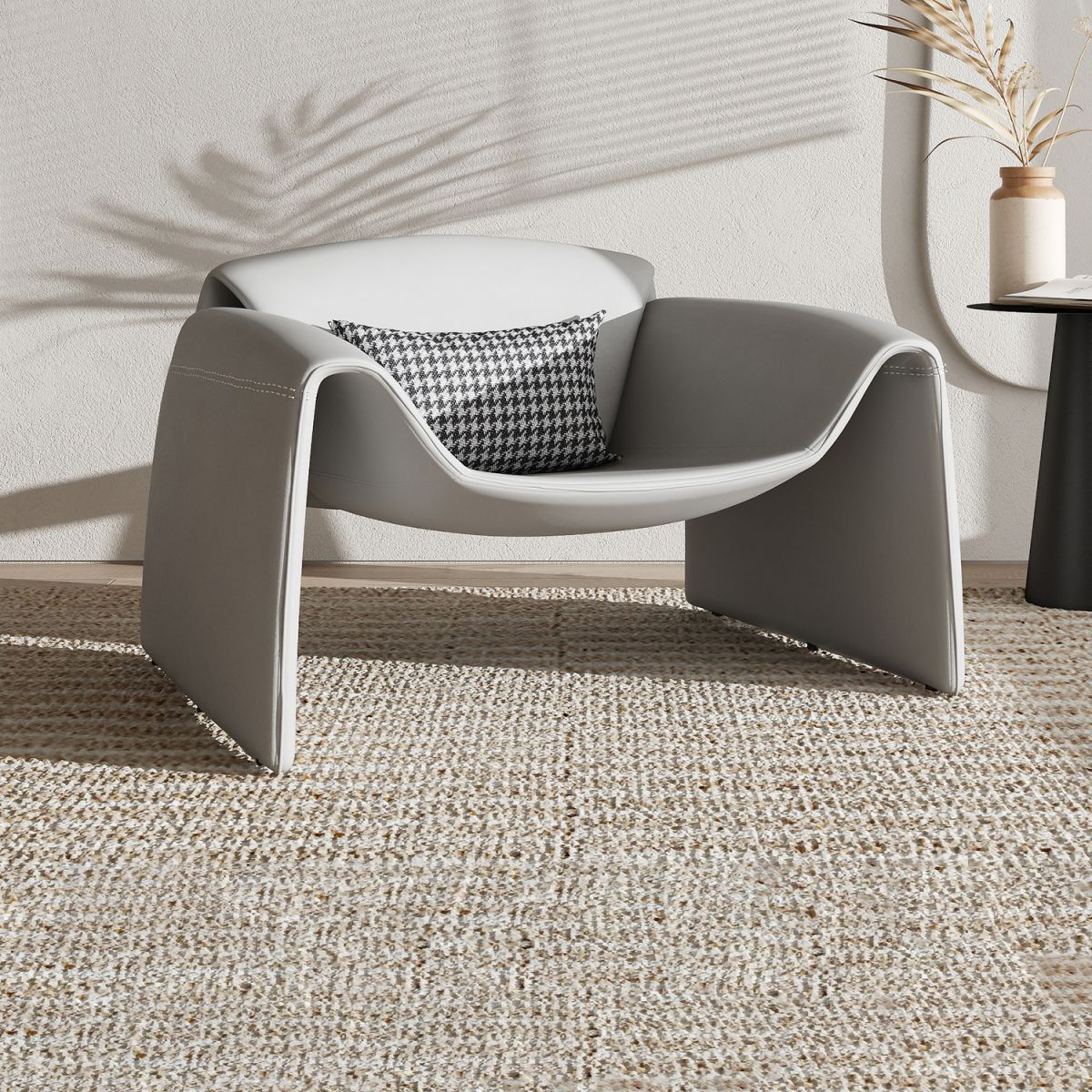 38.18" Wide Faux Leather Armchair Upholstered Pillow Back Accent Chair