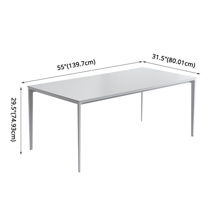 Modern Sintered Stone Table Set of 5/7 with Rectangle Table Dining Set with White Chairs