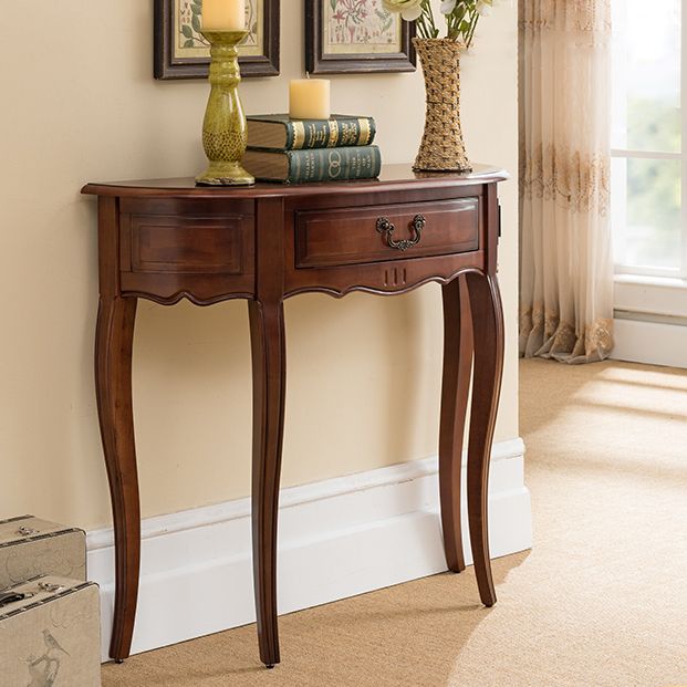 Victorian Wood Console Table Brown Console Sofa Table for Hall