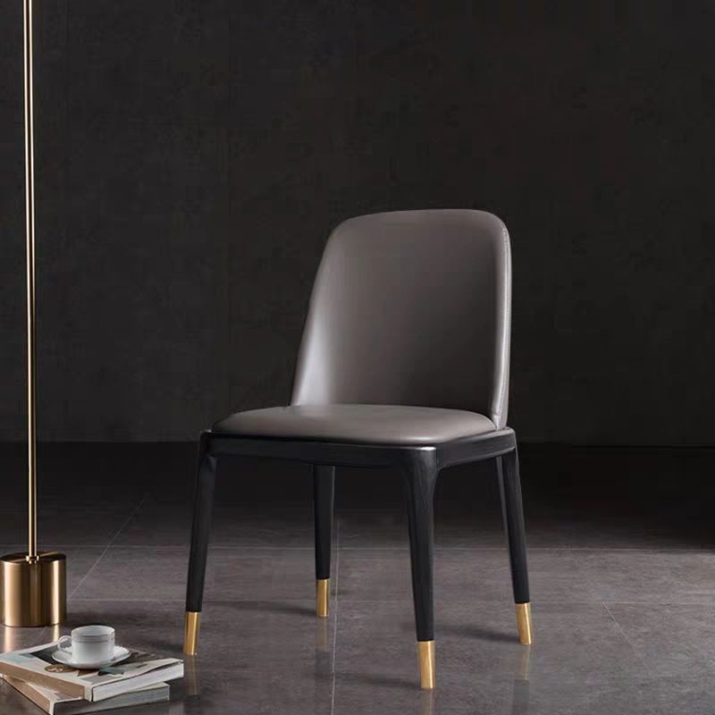 Faux Leather Upholstered Dining Chairs Industrial Solid Back Chair