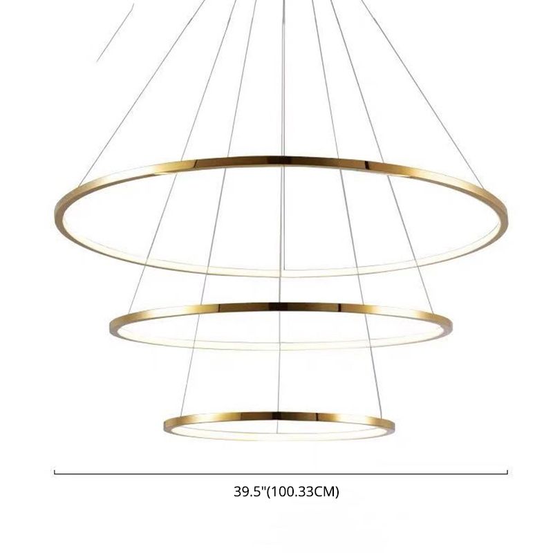 Modern Simplicity Ring Chandelier Lamp Stainless Steel Hanging Pendant Lights for Restaurant
