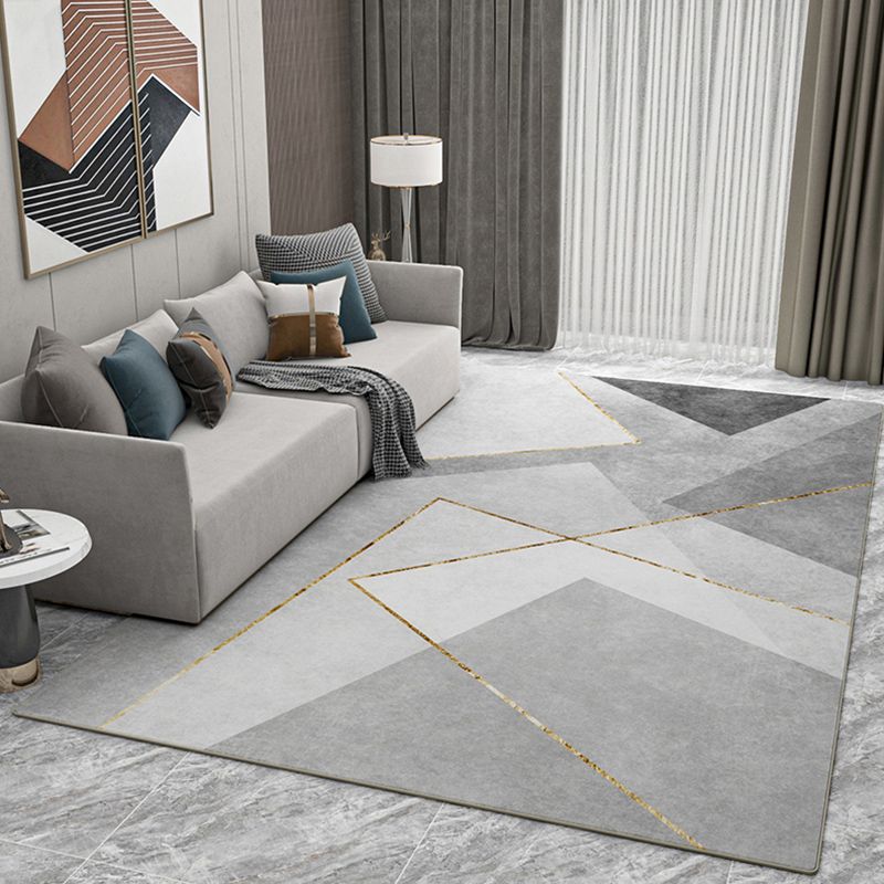 Grijs modern tapijt geometrisch patroon polyester gebied tapijt niet-slip achterste ruggebied tapijt voor woningdecoratie