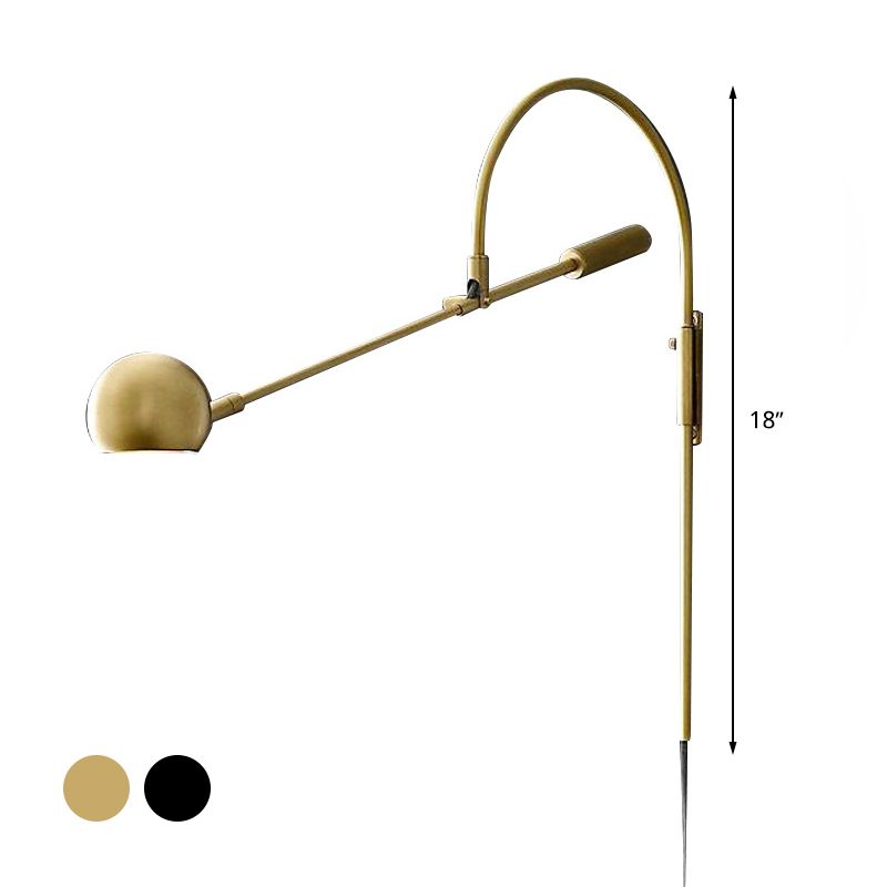 Globe Metal Wall Sconce Light Modernism 1 Bulb Brass/Black LED Wall Lighting for Living Room