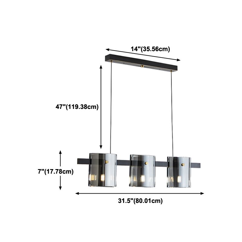Modern Style Linear Shape Island Lights Glass Island Lighting in Black