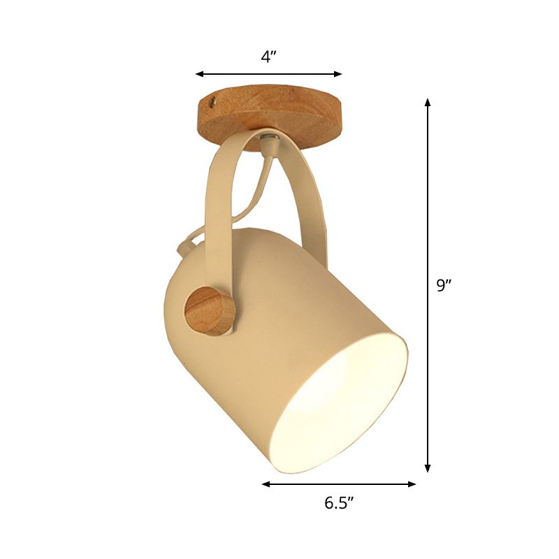 Kleine verlängerte Kuppel Semi Mount Beleuchtung Nordic Metall 1-Licht weiße Deckenbefestigung mit verstellbarem Griff