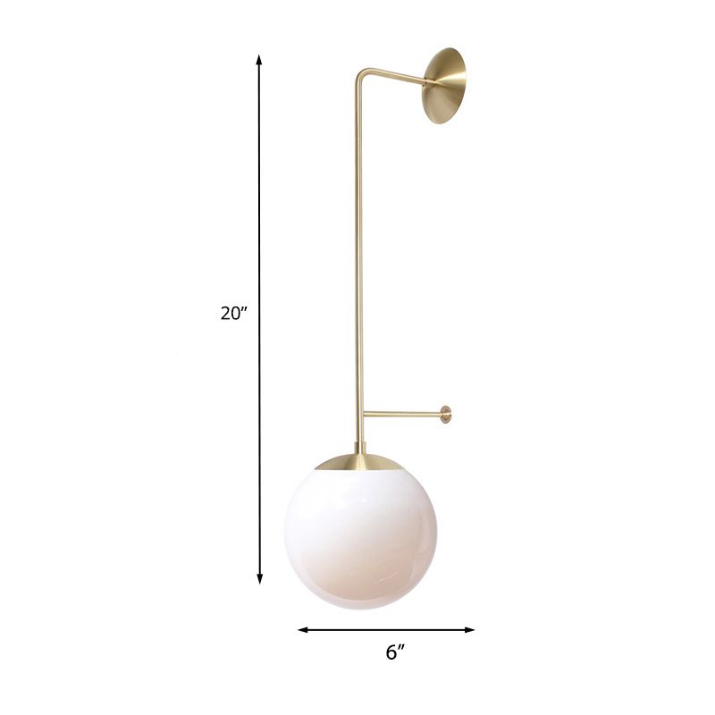 Lampe murale rétro Globe 1-Light transparent / verre blanc Shade Mury Light en laiton / noir pour le salon
