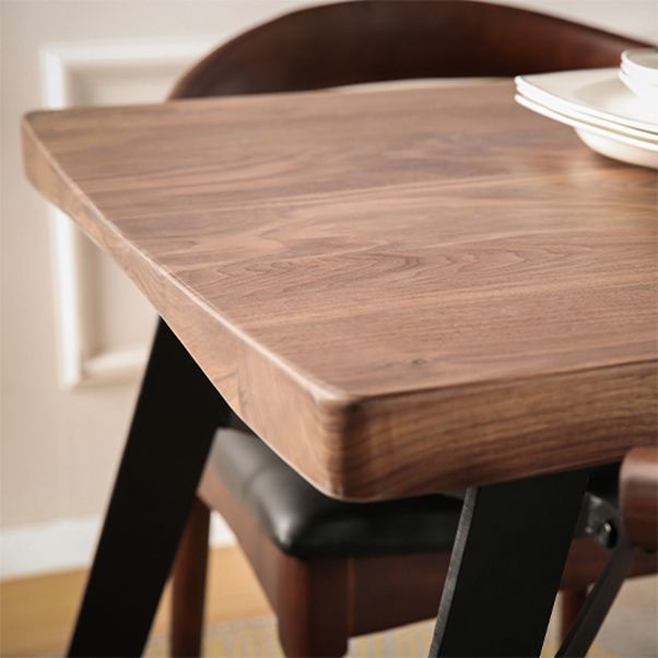 Natural and Black Dining Table Set 1/2/3/5/7 Pieces Rectangle Industrial Dinette Set