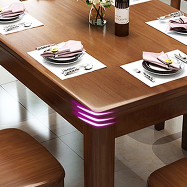 Solid Wood Table Rectangular Dinner Table with 4 Legs for Home