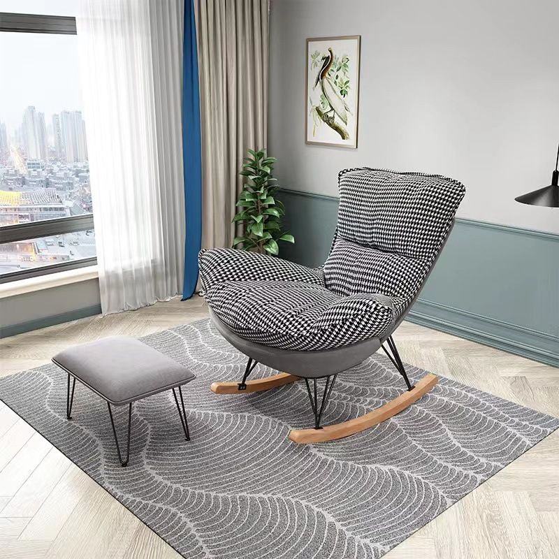 Modern Rocker Upholstered Tufted Cushions with Dark Leg Glider