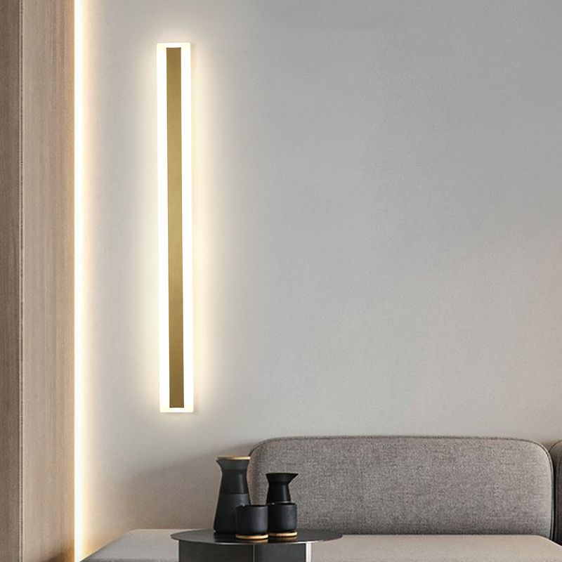 Metal Linear Shape Wall Mount Lighting Modern 1-Light Wall Mount Light Fixture in Gold