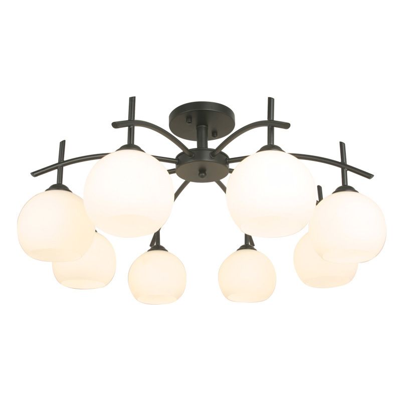 Glass Black Semi Flush Mount Chandelier Global Minimalist Ceiling Mount Chandelier