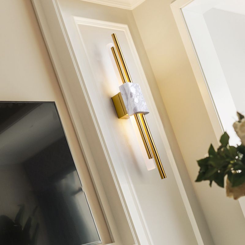 Post Modern Wall Sconce in Gold Marble & Acrylic LED Wall Mounted Fixture