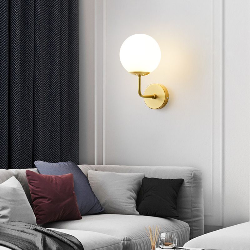 Postmodern Style Metal Wall Light Sconce with Glass Shade for Washroom