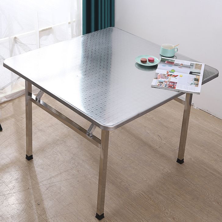 Industrial Square Stainless Steel Dining Table Standard Silver Dining Table for Kitchen