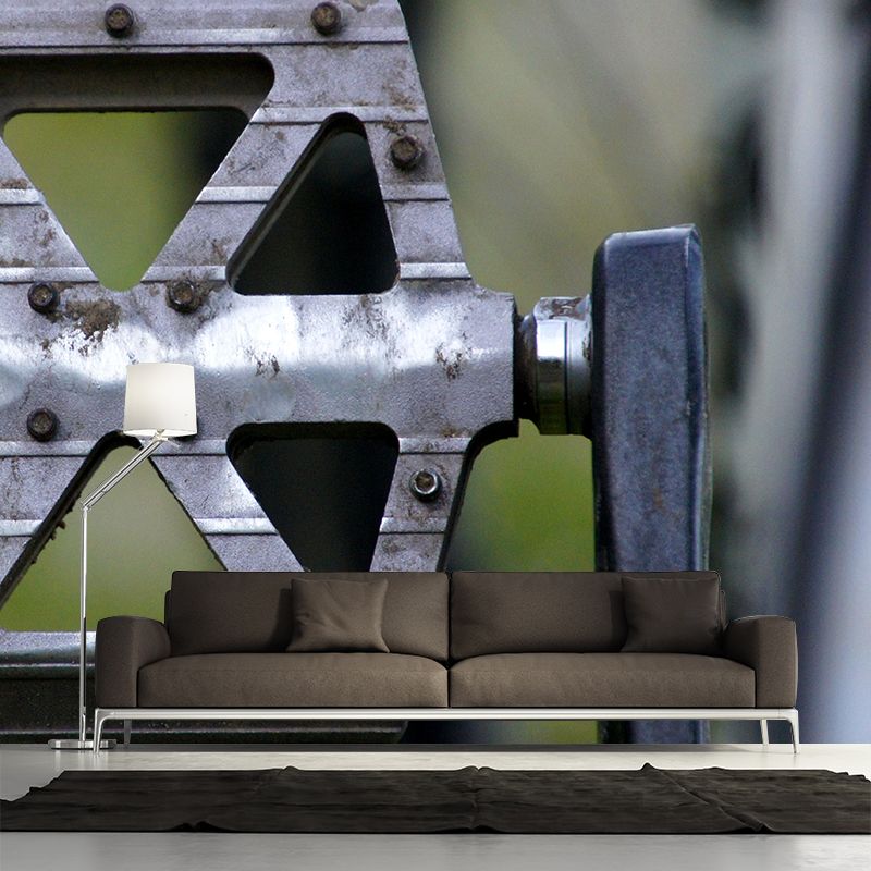 Industrial Style Metal Removable Wall Mural for Sitting Room, Moisture Resistant