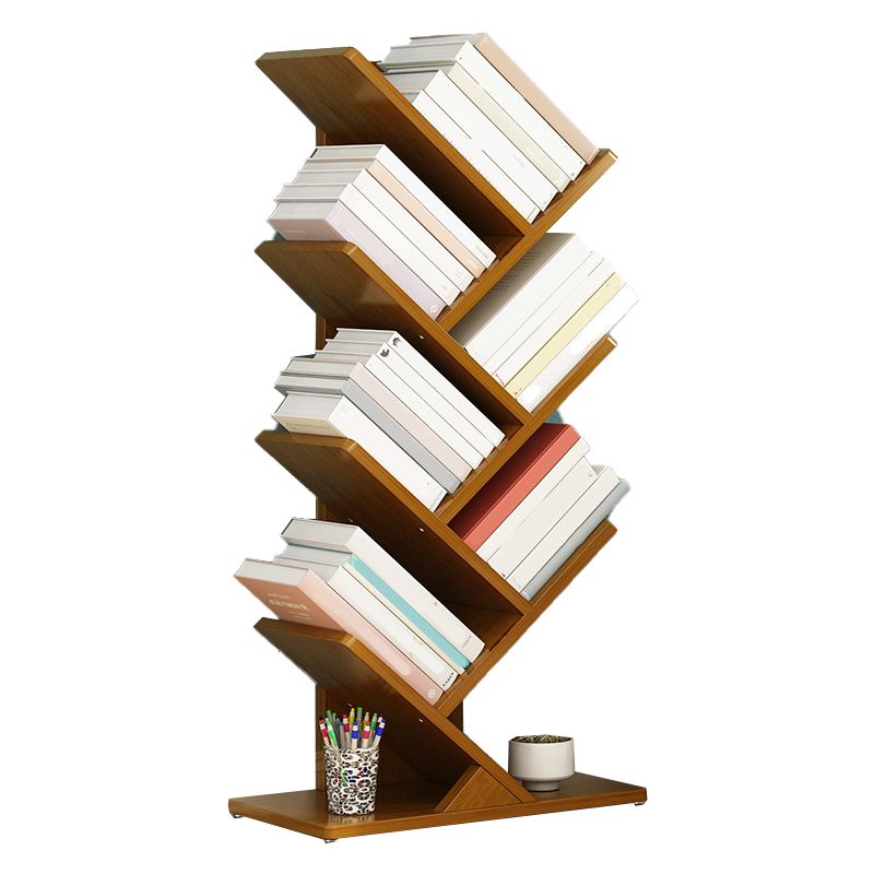 Vertical Contemporary Bamboo Bookcase Closed Back Bookshelf for Home Use