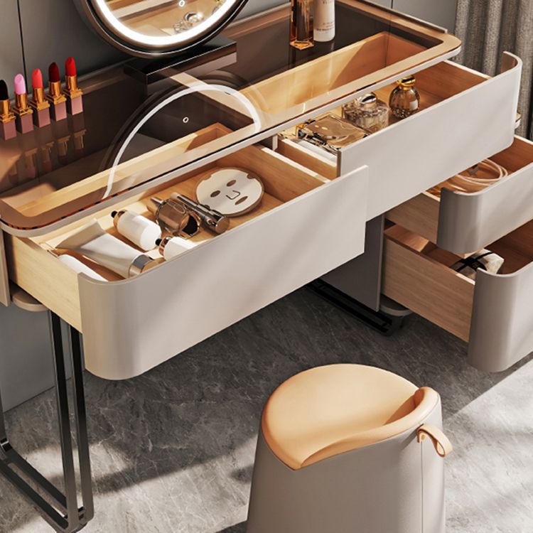 Vanity Mirrored Wood Dressing Table Glass Top Make-up Vanity