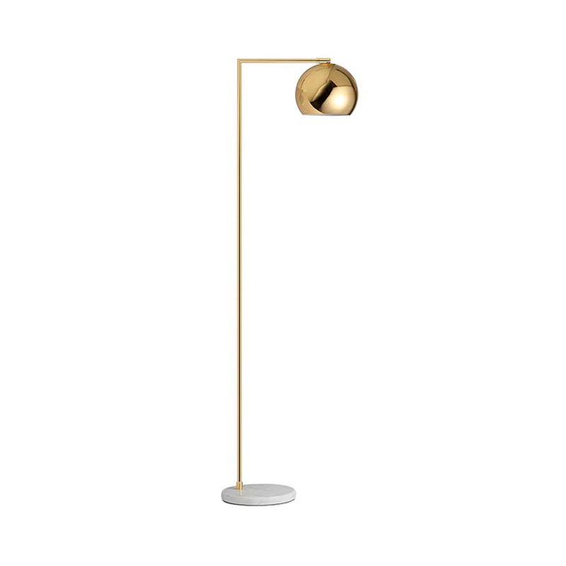 Arch/ángulo recto Iluminación de piso giratorio Metal posmoderno Lámpara de pie de oro de 1 luces con sombra de domo