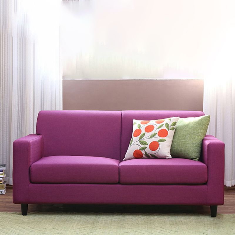 32.67" W Linen Square Arm Sofa Contemporary Standard Sofa with 2 Pillows